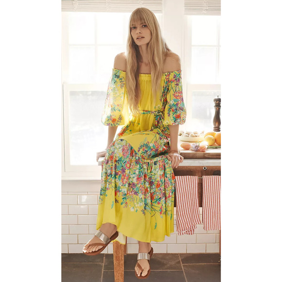 Anthropologie Dresses & Skirts - by Anthropologie Eliora Off the shoulder Floral Maxi Dress Small *Missing Belt